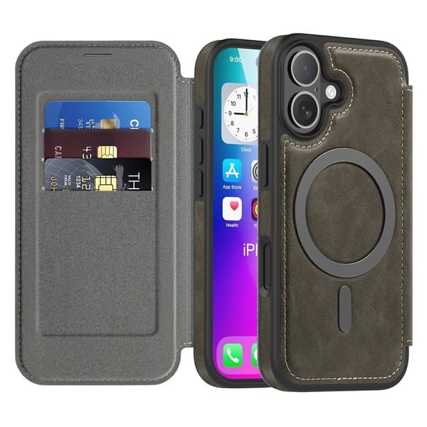 SKALO iPhone 17 Slim Lompakkokotelo - Harmaa Grey