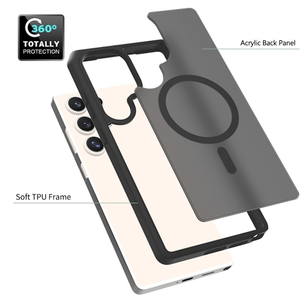 SKALO Samsung S25 Ultra Skin-touch Hybrid Skal - Svart Svart
