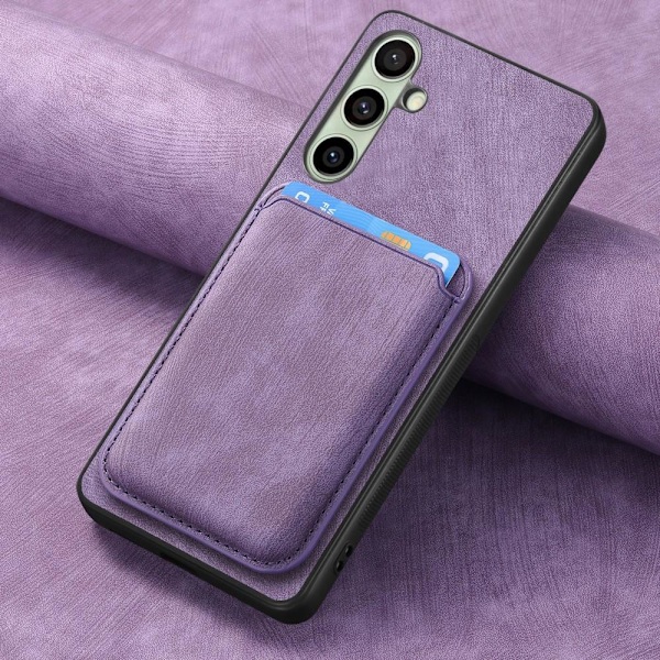 SKALO Samsung A56 5G PU-Läder Magnetisk Korthållare Skal - Lila Lila