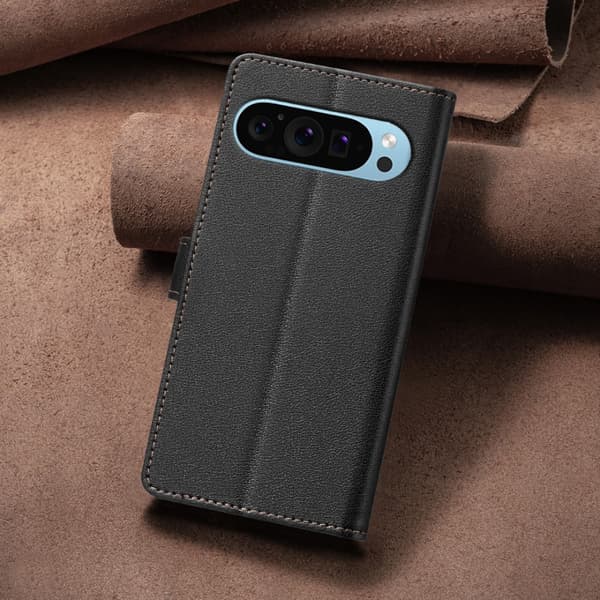 BINFEN COLOR Google Pixel 9/9 Pro Litchi Flip Cover Black