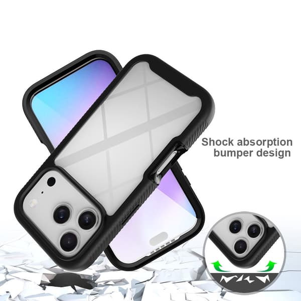 SKALO Shockproof Clear Hybrid+Skærmbeskyttelse Cover til iPhone 18 Pro - Rød Red