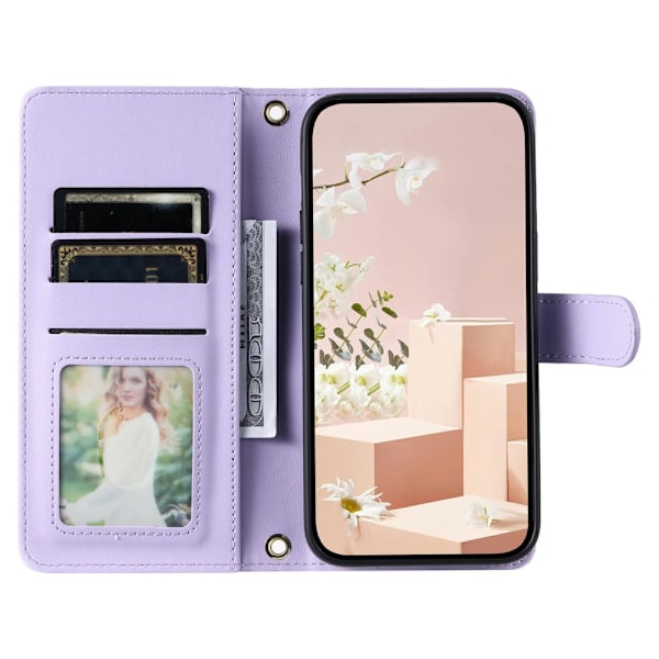 SKALO Samsung S25 Edge Quiltet Skulderrem Flip Cover - Lilla Purple