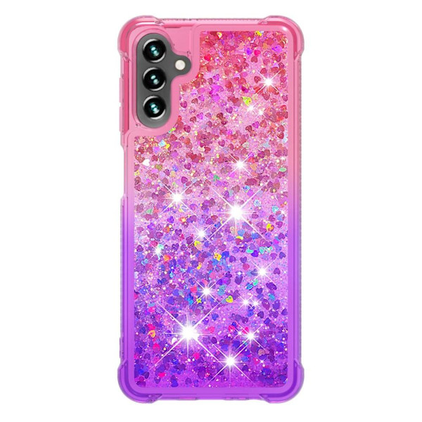 SKALO Samsung A04s 4G Juoksuhiekka Glitter Sydämet TPU kuori - Pinkki-Violetti Multicolor