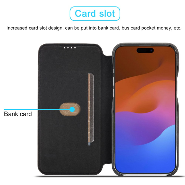 SKALO iPhone 15 Pro Max LC.IMEEKE Pungetui i PU-læder - Sort Black