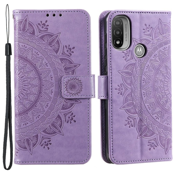 SKALO Moto E20/E30/E40 Mandala Pung Etui - Lilla Purple