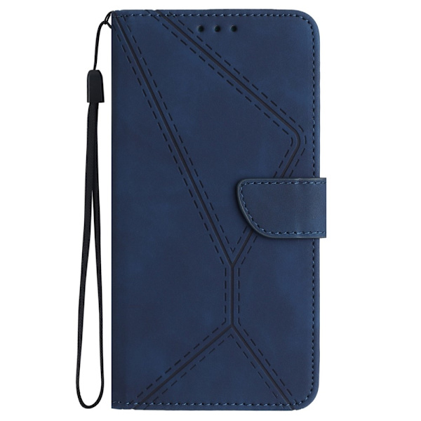 SKALO Motorola Moto G04 Kohokuvioitu PU Nahka Lompakkokotelo - Sininen Blue
