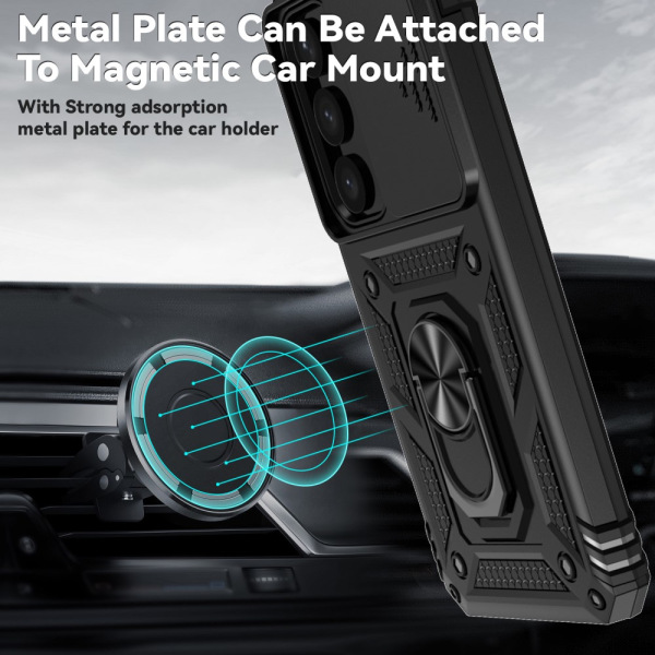 SKALO Samsung S24 Armor Hybrid Metallring Kameraslider - Svart Svart