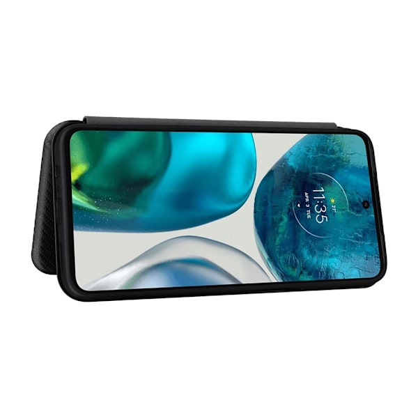 SKALO Motorola Moto G52 Carbon Fiber Lompakkokotelo - Musta Black