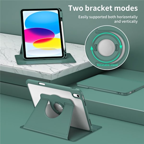 SKALO iPad 11" (2025) PU-Läder Rotary Kickstand Detachable 2 i 1 Fodral - Grön Grön