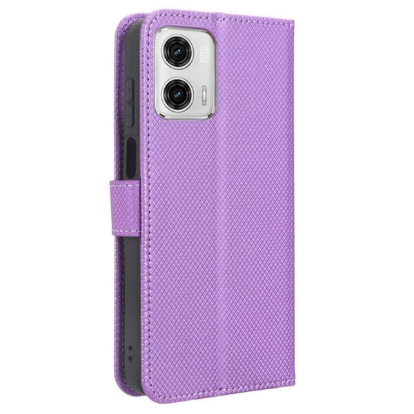 SKALO Motorola Moto G73 5G Premium Mini Rhombus Lompakkokotelo - Violetti Purple