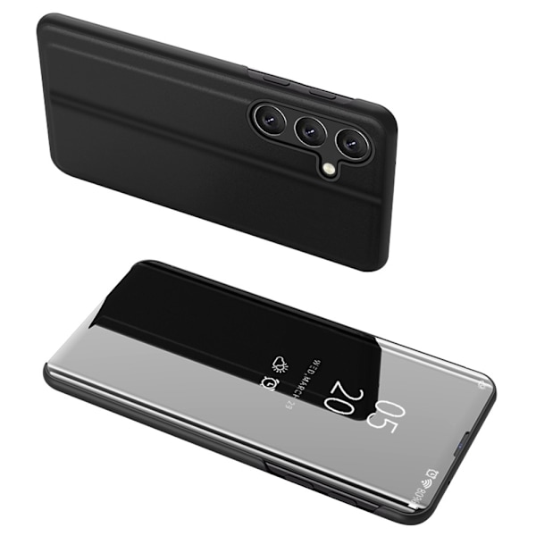 SKALO Samsung S25 Clear View Flip Cover - Sort Black