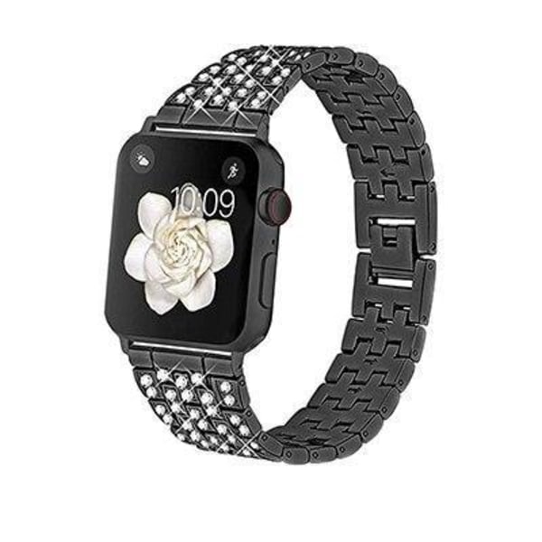 SKALO Link armbånd Bling Apple Watch 42/44/45/49mm - Vælg farve Black