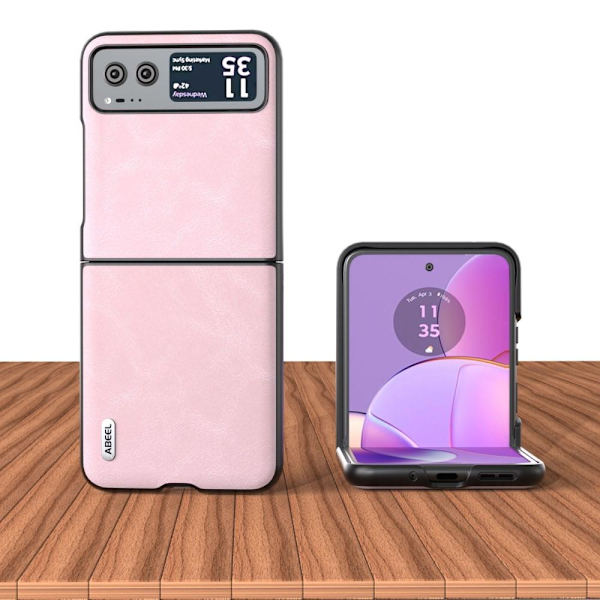 SKALO Motorola Razr 40 5G ABEEL PU-Läder Fold Skal - Rosa Rosa