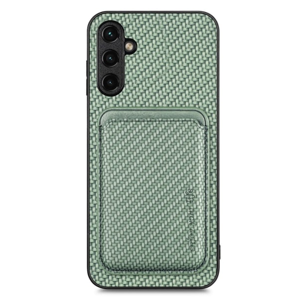 SKALO Samsung A54 5G Carbon Fiber Skal med Korthållare - Grön Grön