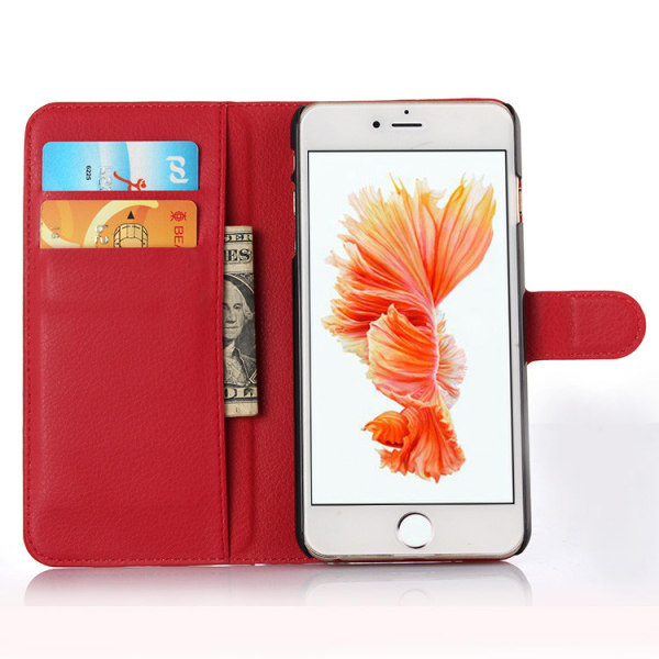 Plånboksfodral i PU-Läder Rundad Flärp till iPhone 6/6S - fler f Ljusrosa