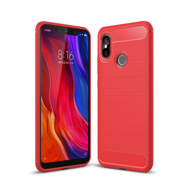 Stødsikker Armour Carbon TPU etui Xiaomi Mi 8 - flere farver Red