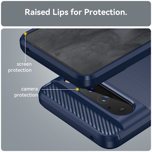 SKALO Google Pixel 8 Pro Armor Carbon Iskunkestävä TPU suojakuori - Valitse väri Blue