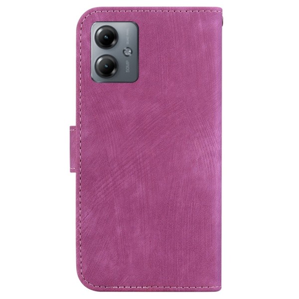 SKALO Motorola Moto G14 Embossed Tiger Plånbok - Cerise Cerise