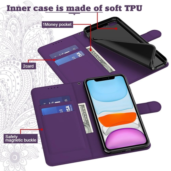 SKALO iPhone 13 Pro Max Mandala -lompakkokotelo - violetti Purple