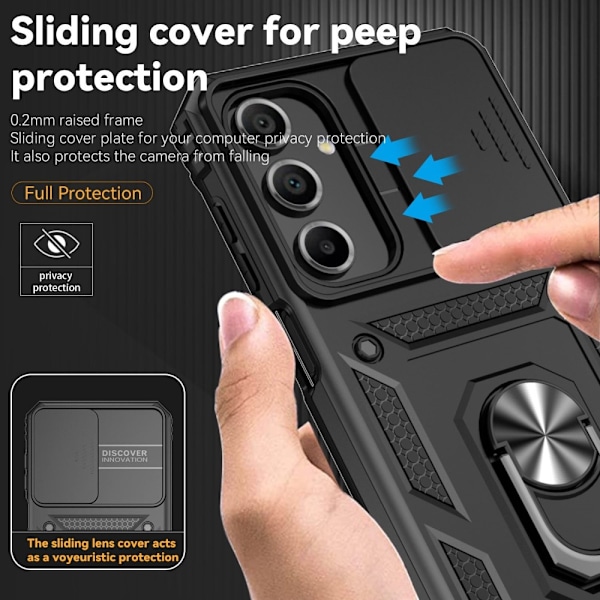 SKALO Samsung A16 Armor hybridi metallirengas kameran liukusäädin - Musta Black