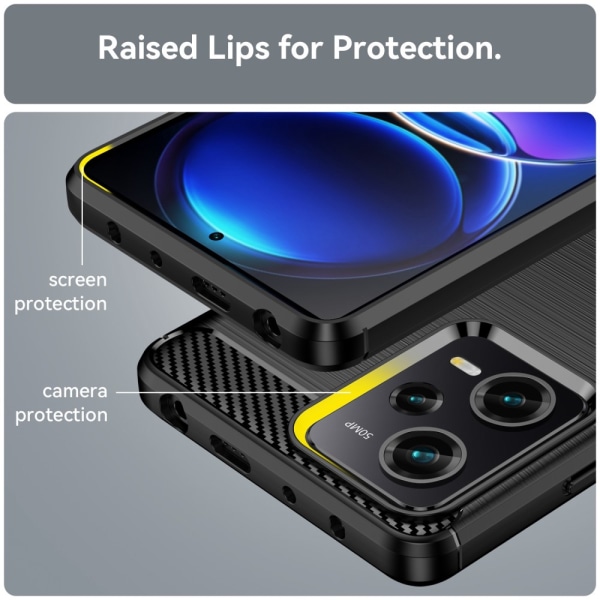 SKALO Xiaomi Redmi Note 12 Pro 5G Armor Carbon Stöttåligt TPU-skal - Fler färger Svart