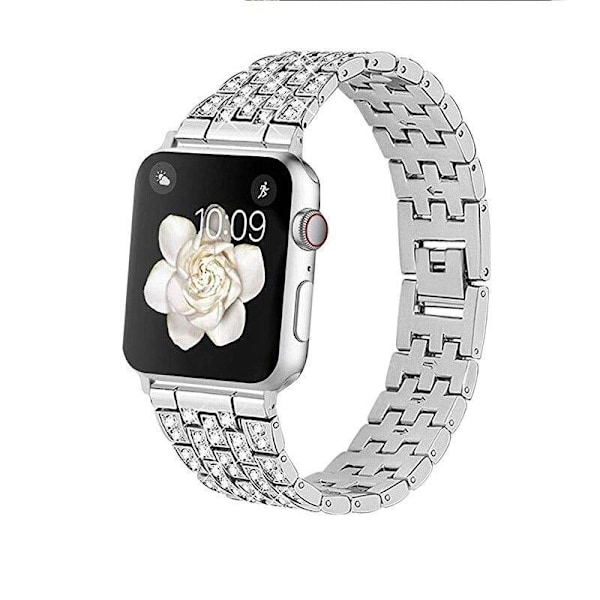 SKALO Link armbånd Bling Apple Watch Series 10 46mm - Vælg farve Silver