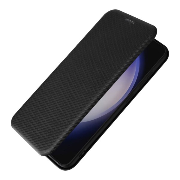 SKALO Samsung S24+ Carbon Fiber Lompakkokotelo - Musta Black