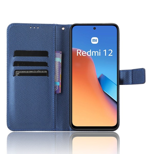 SKALO Xiaomi Redmi 12 4G/5G Premium Mini Romb Plånboksfodral - B Blå