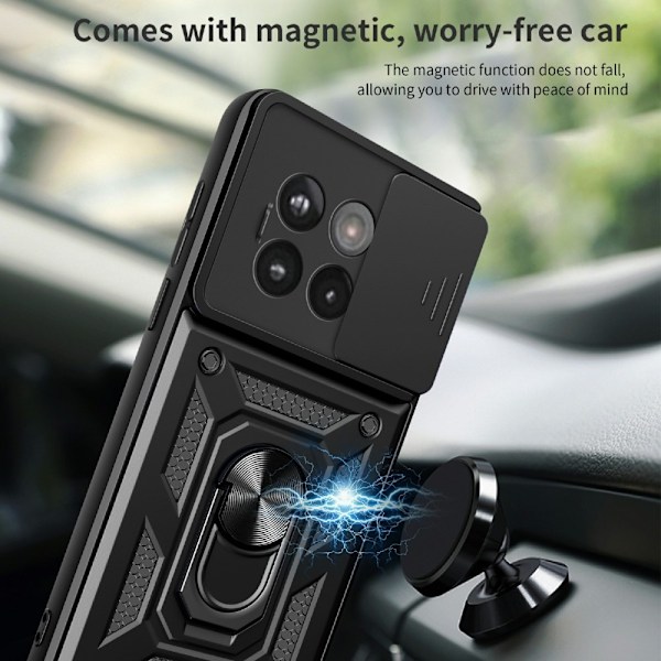 SKALO OnePlus 13R Armor Metallring Kameraslider Skal - Svart Svart