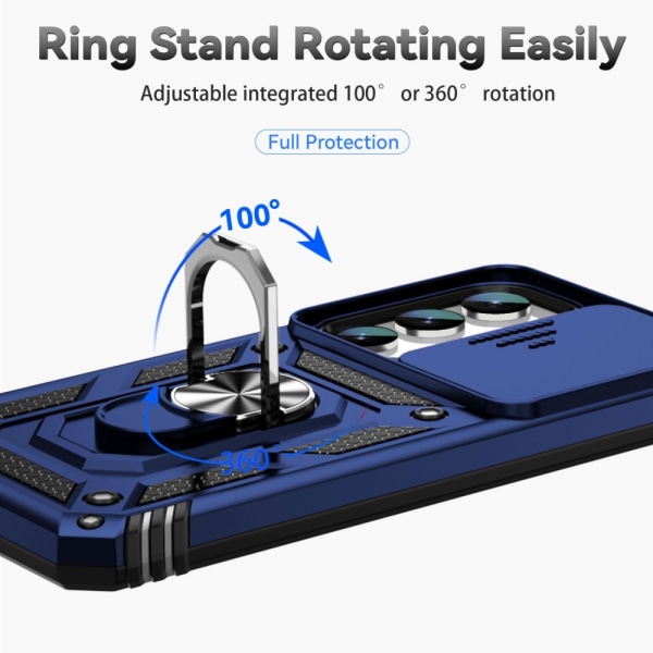 SKALO Samsung S23 Armor Hybrid Metal Ring Camera Slider - Blå Blue