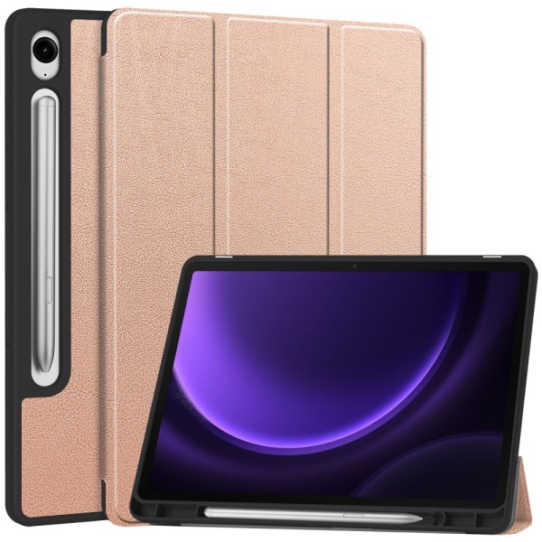 SKALO Samsung Tab S9/S9 FE Trifold Suojakotelo - Ruusukulta Pink gold