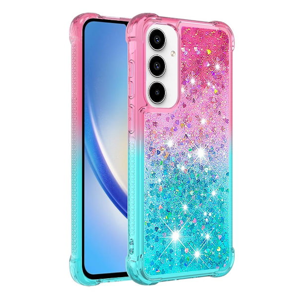 SKALO Samsung A56 5G Kvicksand Glitter Skal - Rosa-Turkos multifärg