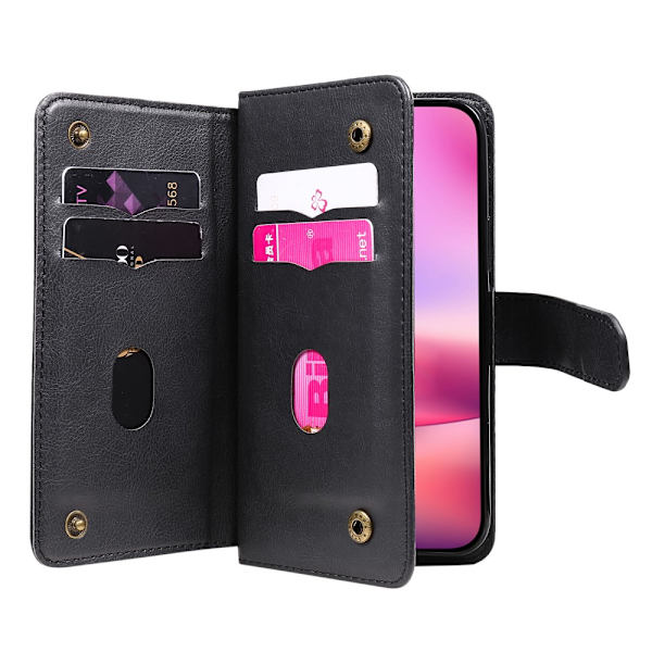SKALO iPhone 16 10-FACK Plånboksfodral - Svart Svart