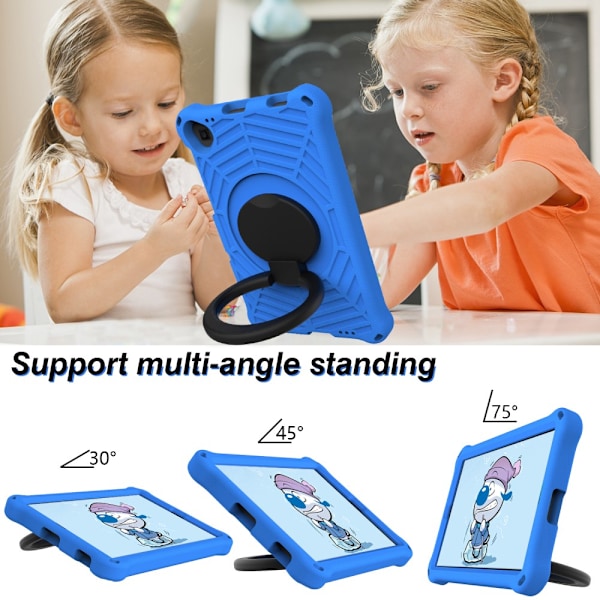 SKALO Lenovo Tab M10 FHD Plus 10.3" Extra Stöttåligt Armor Spindelnät Skal med Axelrem - Blå Blå