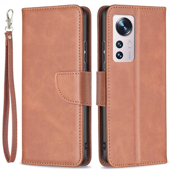 SKALO Xiaomi 12 5G Flip Cover m. pung i PU-læder - Brun Brown