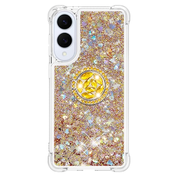 SKALO Samsung S25 Edge Kvicksand Glitter Ring Skal - Guld Guld