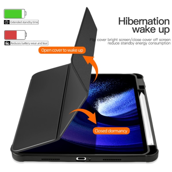 SKALO Xiaomi Pad 6 Trifold Etui med gennemsigtig bagside - Sort Black