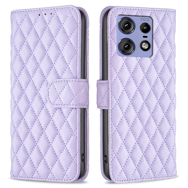 SKALO Motorola Edge 50 Pro 5G BINFEN COLOR Quiltat Plånbok - Lila Lila