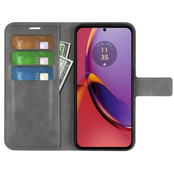 SKALO Motorola Moto G84 5G Premium Wallet Flip Cover - Grå Grey