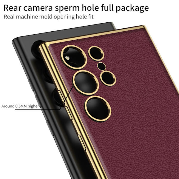 SKALO Samsung S24 Ultra PU-læder Gold Edge Cover - Sort Black