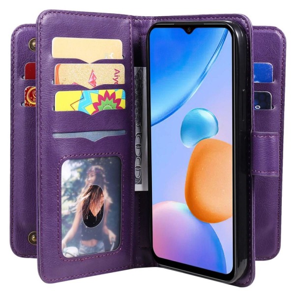 SKALO Xiaomi Redmi 10 5G 10-lokeroa Lompakkokotelo - Violetti Purple