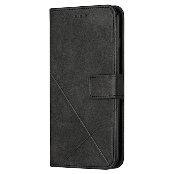 SKALO iPhone 15 Embossed Plånboksfodral i PU-Läder - Svart Svart