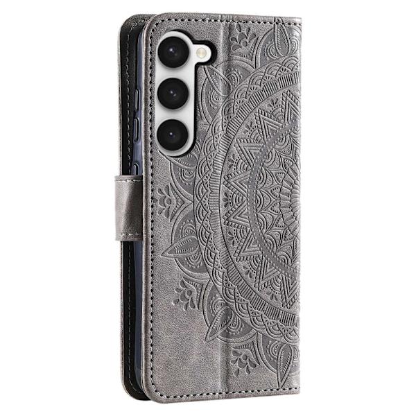 SKALO Samsung S23 Mandala lompakkokotelo - Harmaa Grey