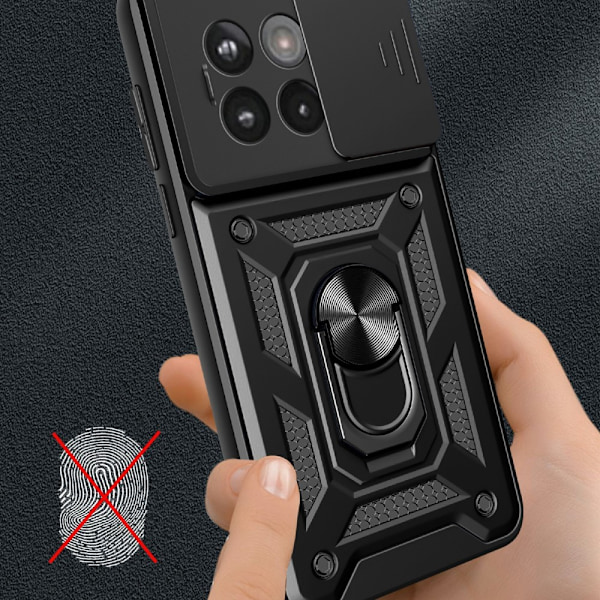 SKALO OnePlus 13R Armor Metallring Kameraslider Cover - Sort Black