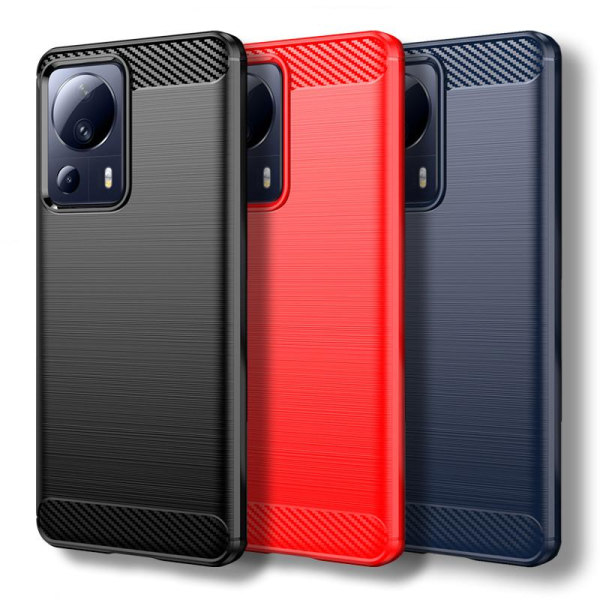 SKALO Xiaomi 13 Lite Armor Carbon Iskunkestävä TPU suojakuori - Red