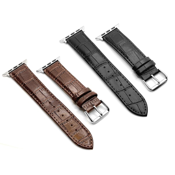 SKALO Krokotiilikuvioinen nahkaranneke Apple Watch SE 40mm - Valitse väri Brown
