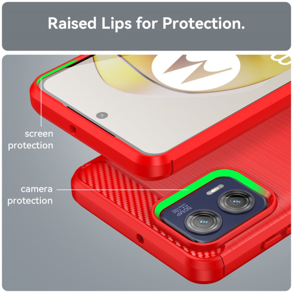 SKALO Motorola Moto G73 5G Armor Carbon Iskunkestävä TPU suojaku Red