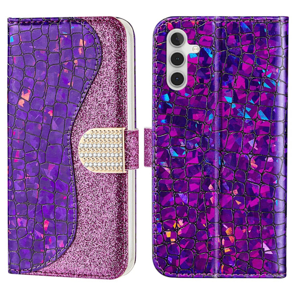 SKALO Samsung A54 5G Glitter design Lompakko kotelo - Violetti Purple