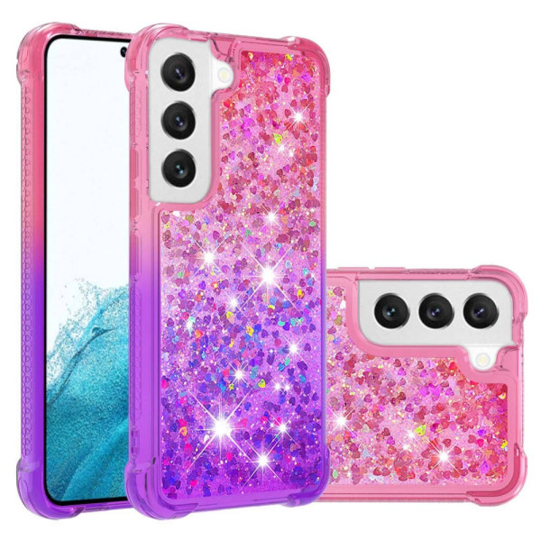 SKALO Samsung S23 Kvicksand Glitter Hjerter TPU Cover - Pink-Lil Multicolor