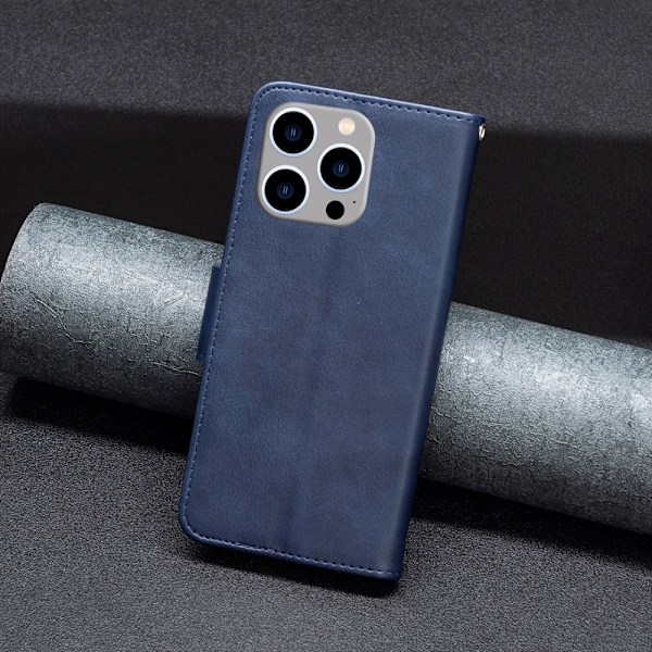 SKALO iPhone 15 Pro Max Plånboksfodral i PU-Läder - Blå Blå